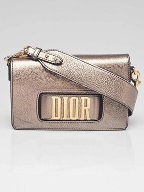 Christian Dior Silver Pebbled Calfskin Leather Dio(r)evolution Flap Bag